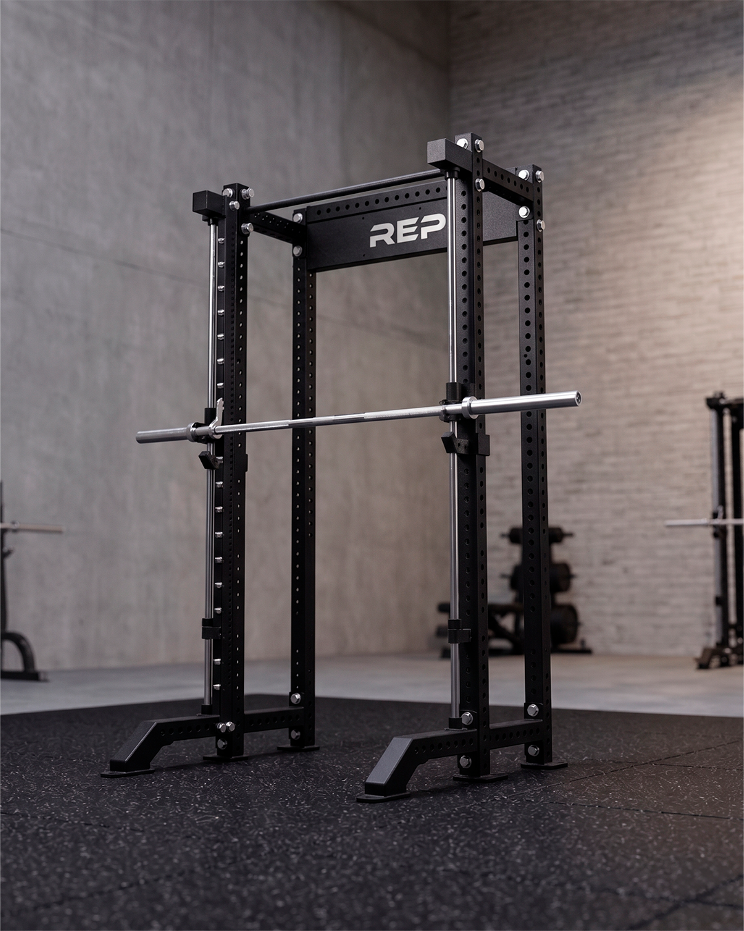 Compact- 4 Post - Metallic Black 93" Height  Smith Machine (Outside)