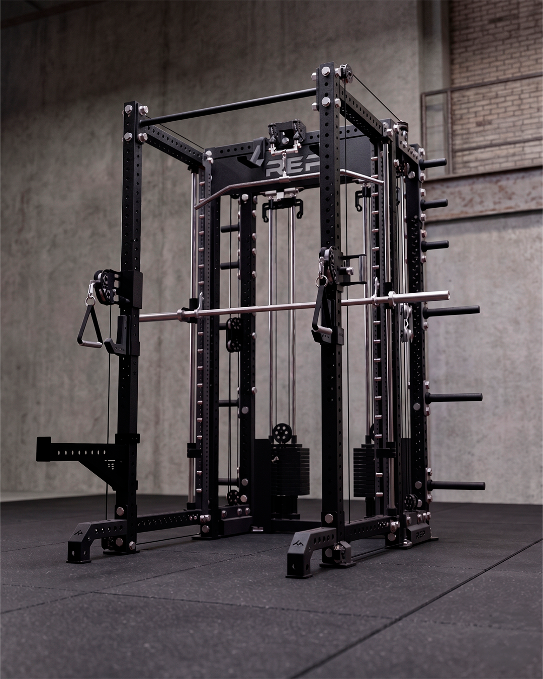 6 Post - Metallic Black 93"" Height  30"" Depth Ares 2.0 and Inside Smith Machine