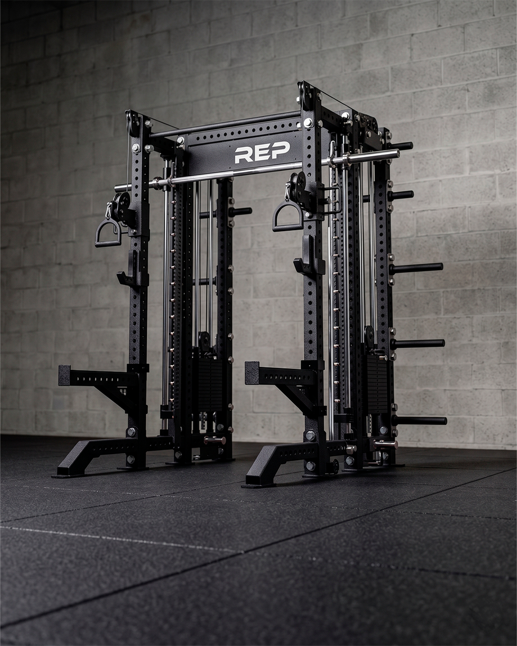 SUMMIT Rack 4 Post - Metallic Black 93 Height  Ares 2.0 and Inside Smith Machine
