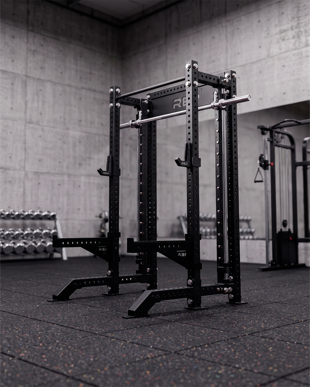 Compact- 4 Post - Metallic Black 80" Height  Smith Machine (Inside)
