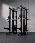 SUMMIT Rack 4 Post - Metallic Black 93" Height  Dual Athena and Inside Smith Machine