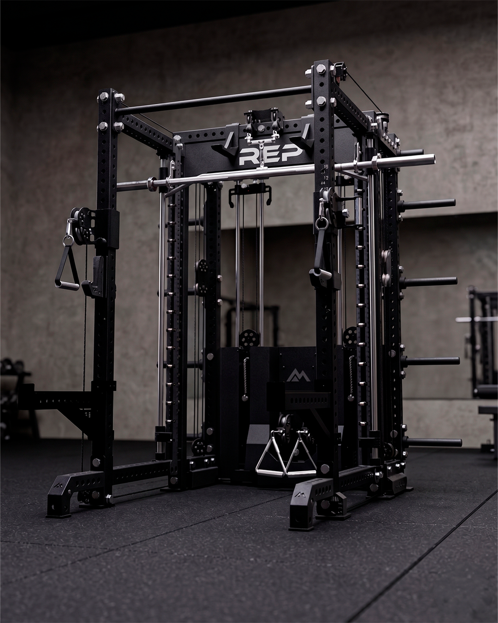 6 Post - Metallic Black 80"" Height  30"" Depth Ares 2.0 and Inside Smith Machine
