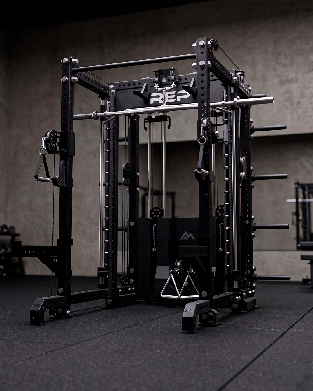 6 Post - Metallic Black 80"" Height  30"" Depth Ares 2.0 and Inside Smith Machine