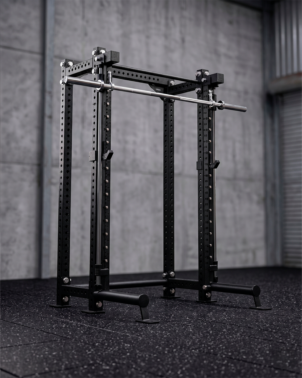 Compact- 4 Post - Metallic Black 80" Height  Smith Machine (Outside)