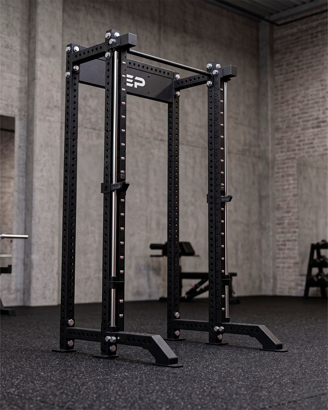 Compact- 4 Post - Metallic Black 93" Height  Smith Machine (Outside)