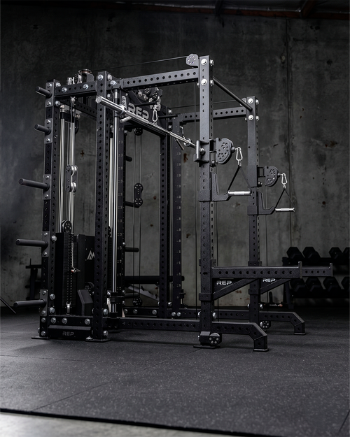 6 Post - Metallic Black 80"" Height  30"" Depth Ares 2.0 and Inside Smith Machine