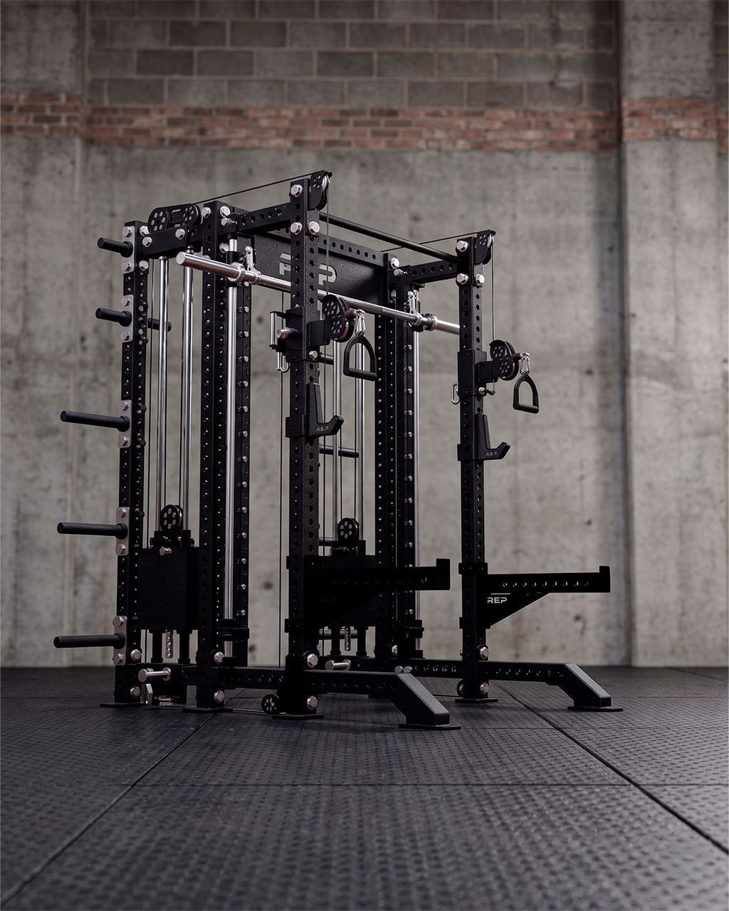 SUMMIT Rack 4 Post - Metallic Black 93 Height  Ares 2.0 and Inside Smith Machine