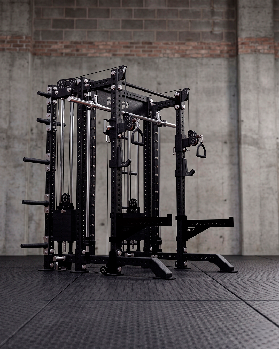 SUMMIT Rack 4 Post - Metallic Black 93 Height  Ares 2.0 and Inside Smith Machine