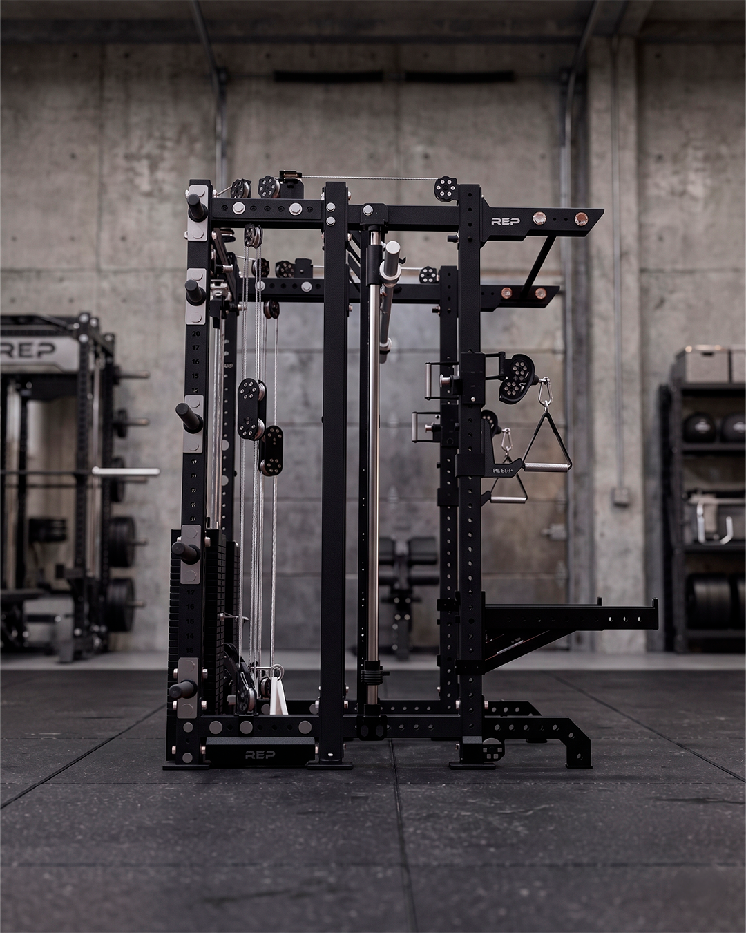 SUMMIT Rack 4 Post - Metallic Black 80 Height  Ares 2.0 and Inside Smith Machine