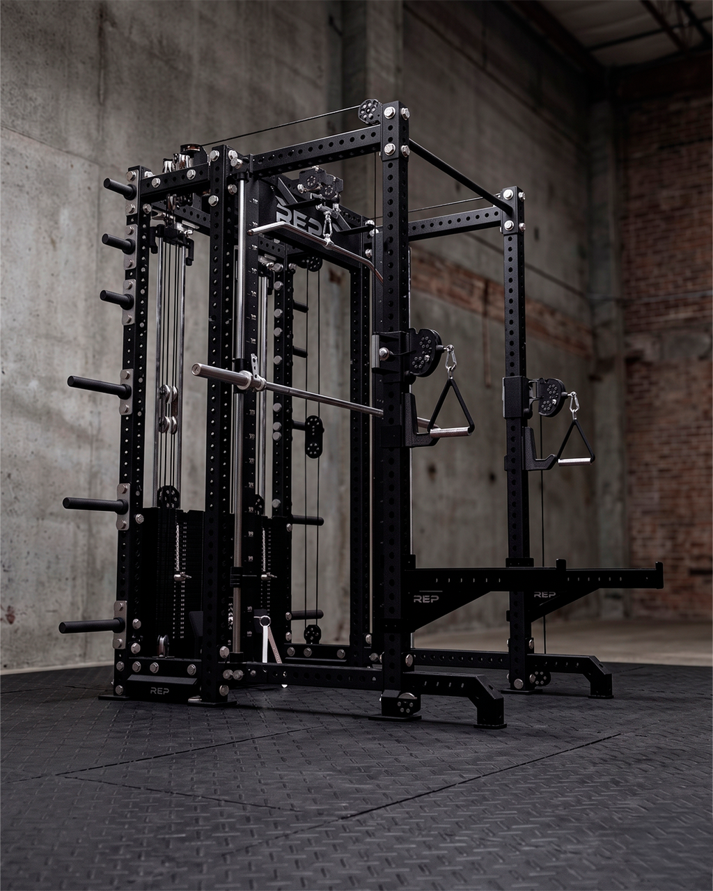 6 Post - Metallic Black 93"" Height  30"" Depth Ares 2.0 and Inside Smith Machine
