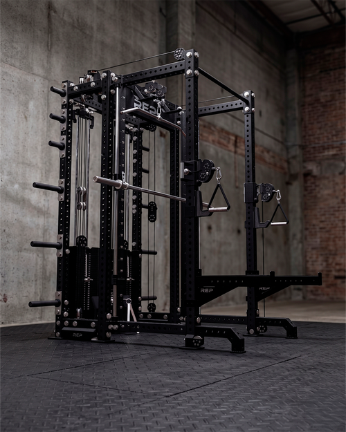 6 Post - Metallic Black 93"" Height  30"" Depth Ares 2.0 and Inside Smith Machine