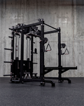 6 Post - Metallic Black 80"" Height  30"" Depth Dual Athena and Inside Smith Machine