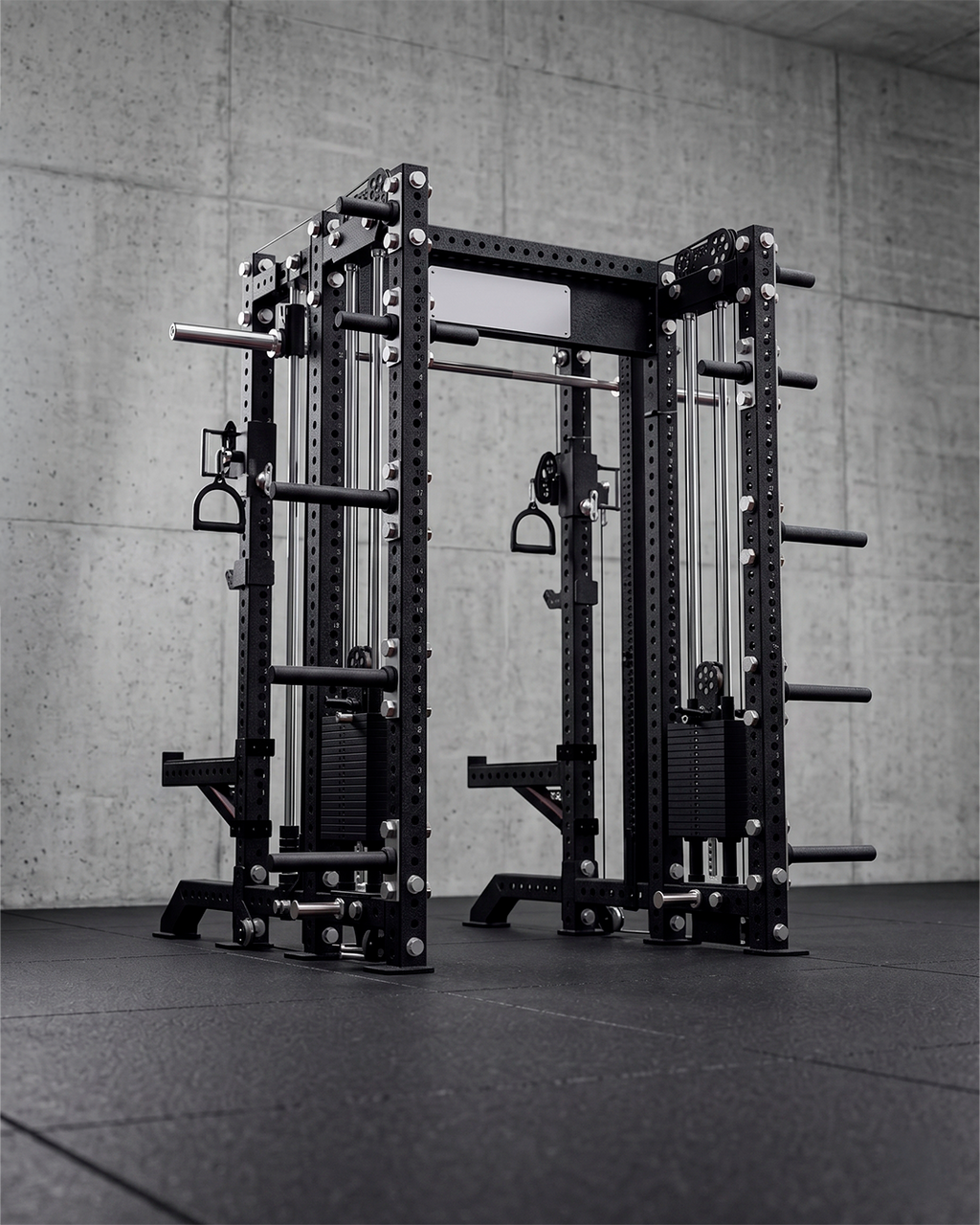 SUMMIT Rack 4 Post - Metallic Black 93 Height  Ares 2.0 and Inside Smith Machine