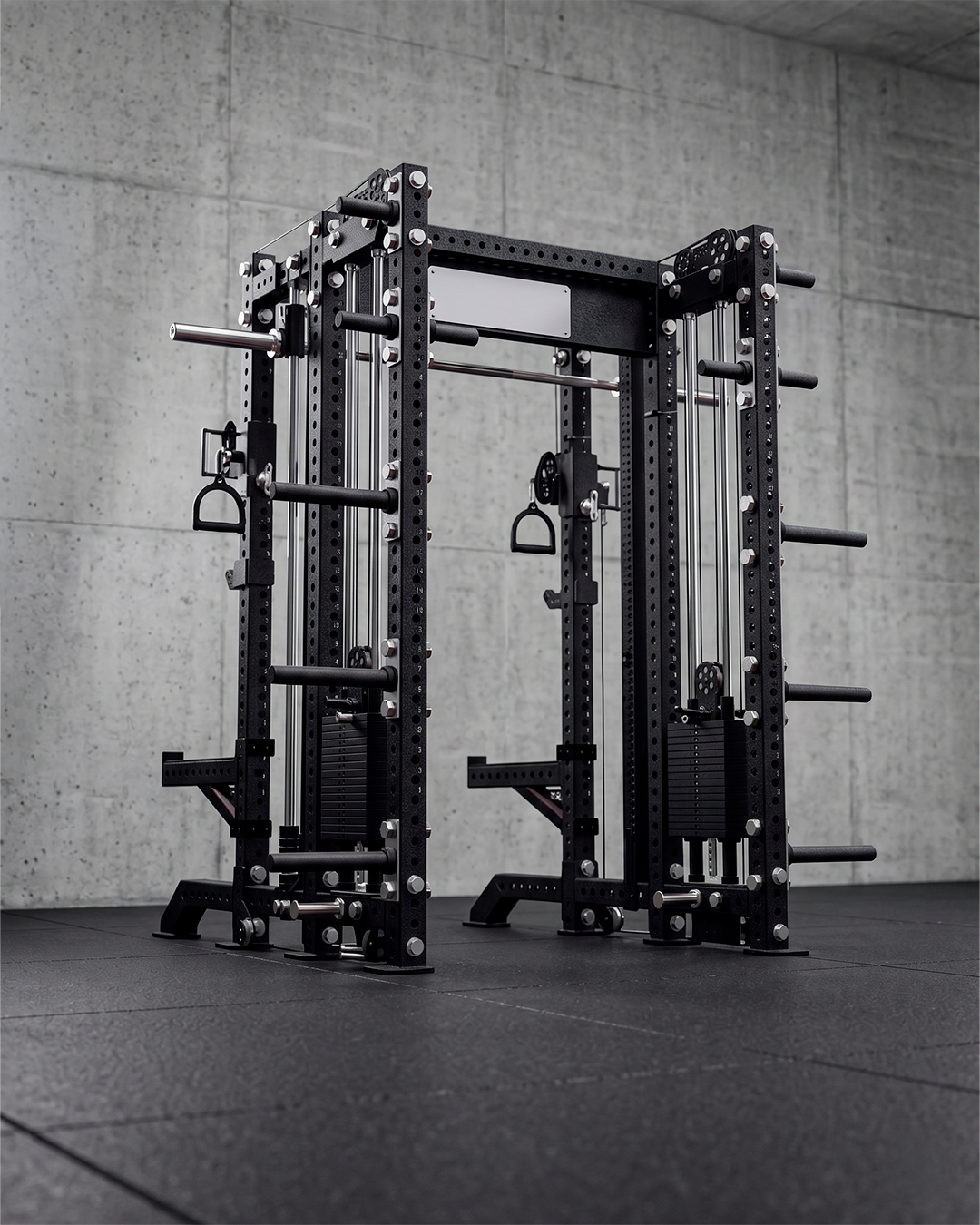 SUMMIT Rack 4 Post - Metallic Black 93 Height  Ares 2.0 and Inside Smith Machine