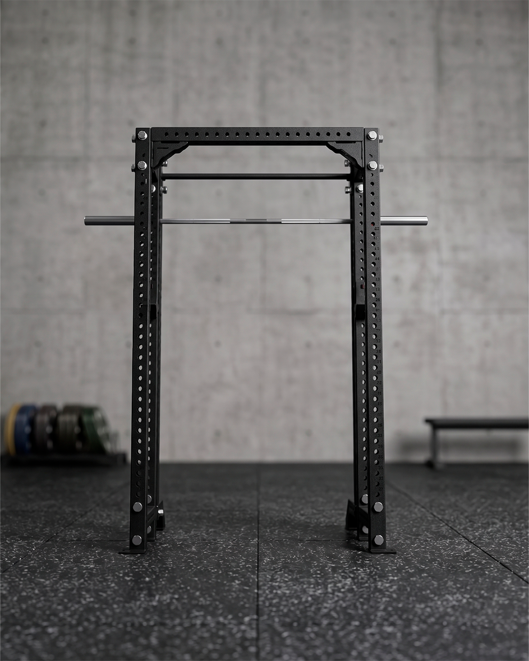 Compact- 4 Post - Metallic Black 80" Height  Smith Machine (Outside)