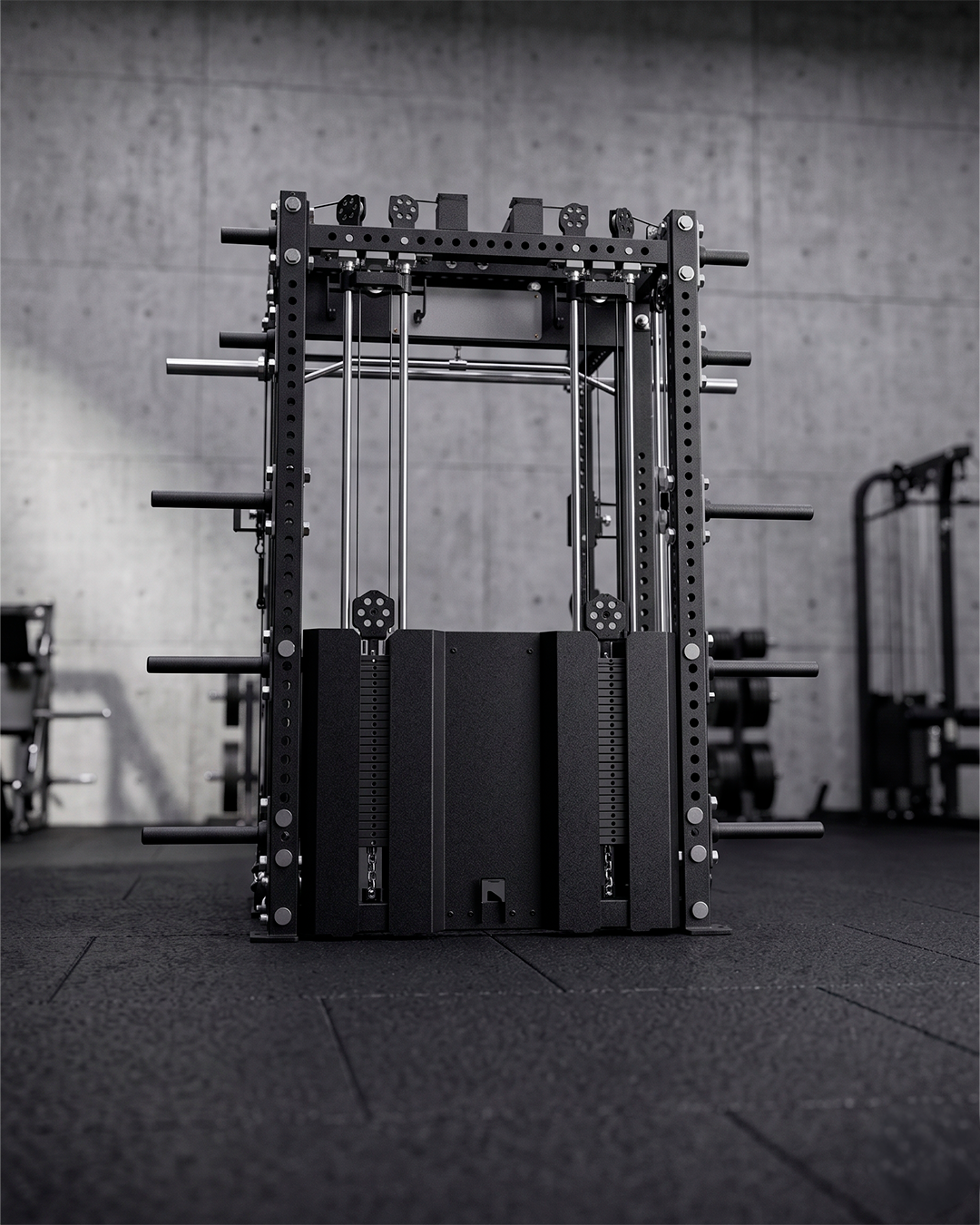 6 Post - Metallic Black 80"" Height  30"" Depth Ares 2.0 and Inside Smith Machine
