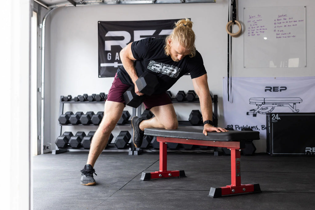 Hex Dumbbell Set and Metallic Black Dumbbell Rack